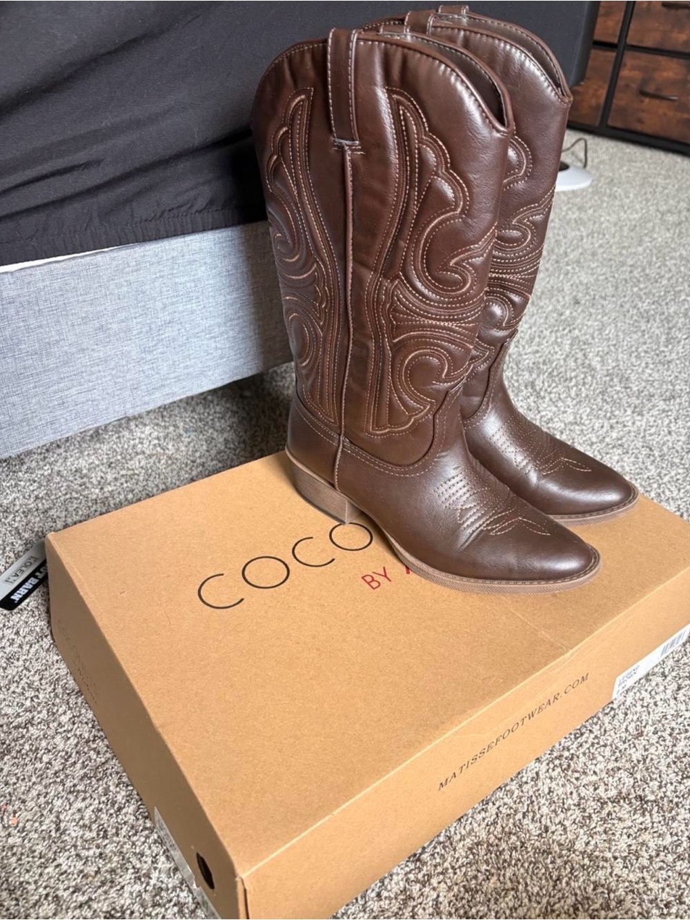 Coconuts by Matisse Brown Embroidered Western Knee Boot